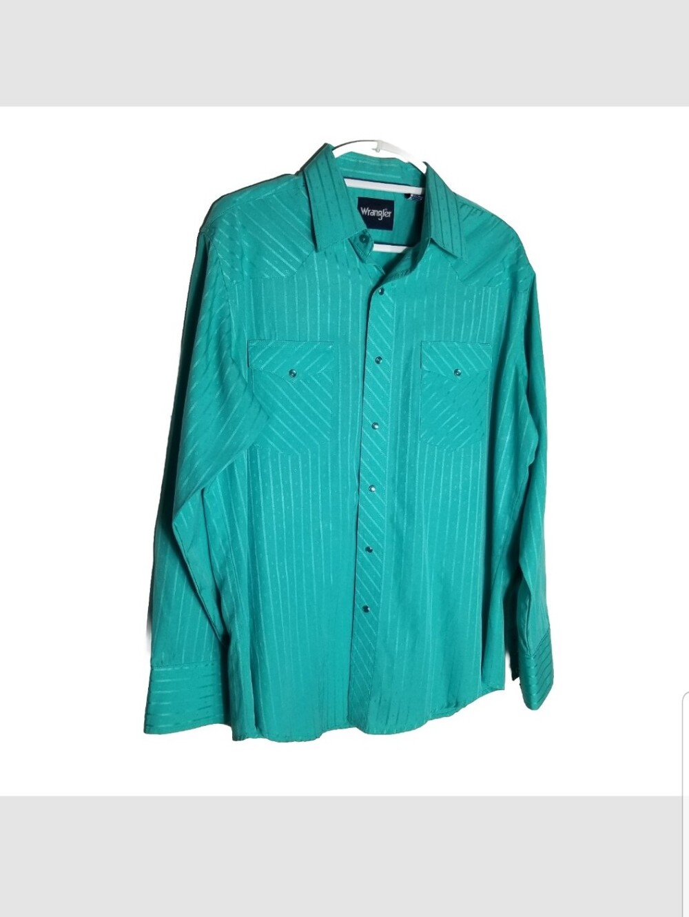 Wrangler Western Shirt Men's Size Large Pearl Snap Turquoise Long Sleeve